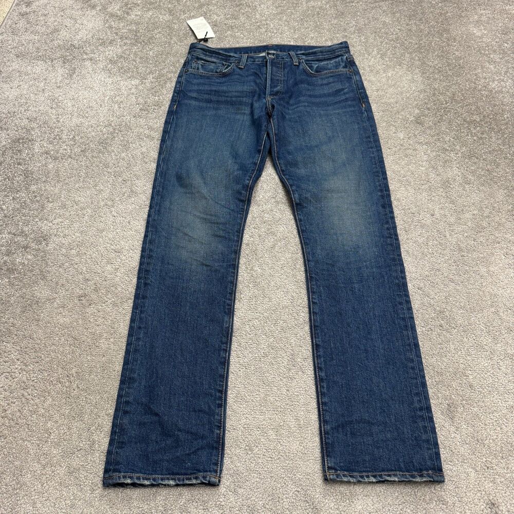 RE/DONE Slim Fit Button Fly Denim Jeans Mens 32x32 Blue Medium Wash Mid Rise NWT